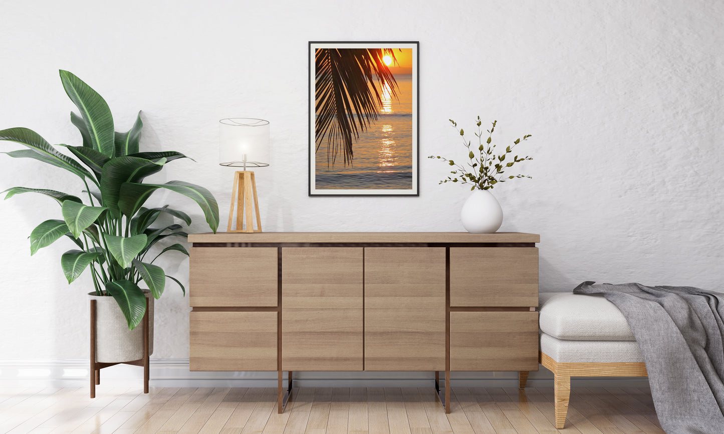 Tirage Fine Art - Coucher de soleil à Madagascar, palmier
