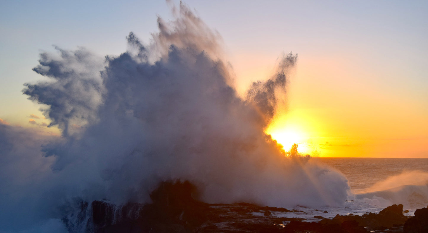 Tirage Fine Art - Forte houle et coucher de soleil