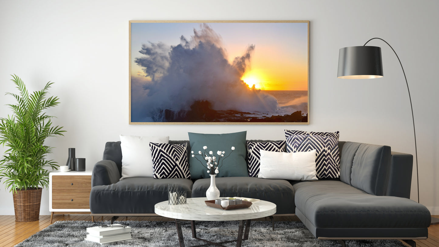 Tirage Fine Art - Forte houle et coucher de soleil