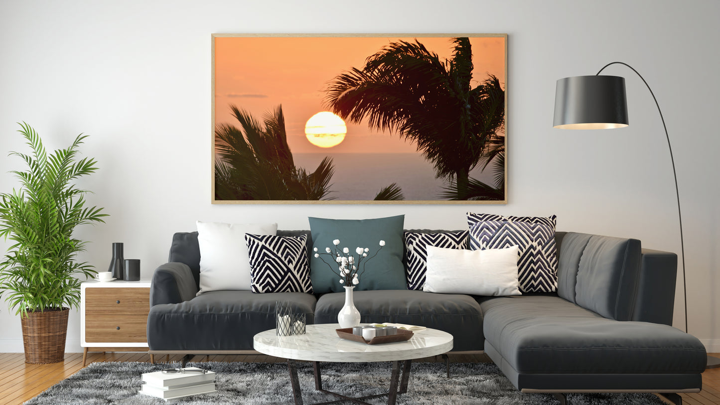 Tirage Fine Art - Coucher de soleil et palmier