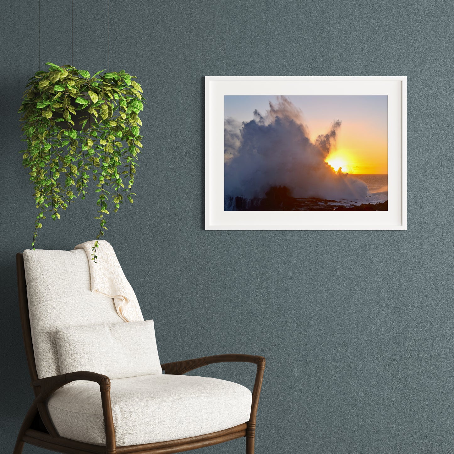 Tirage Fine Art - Forte houle et coucher de soleil