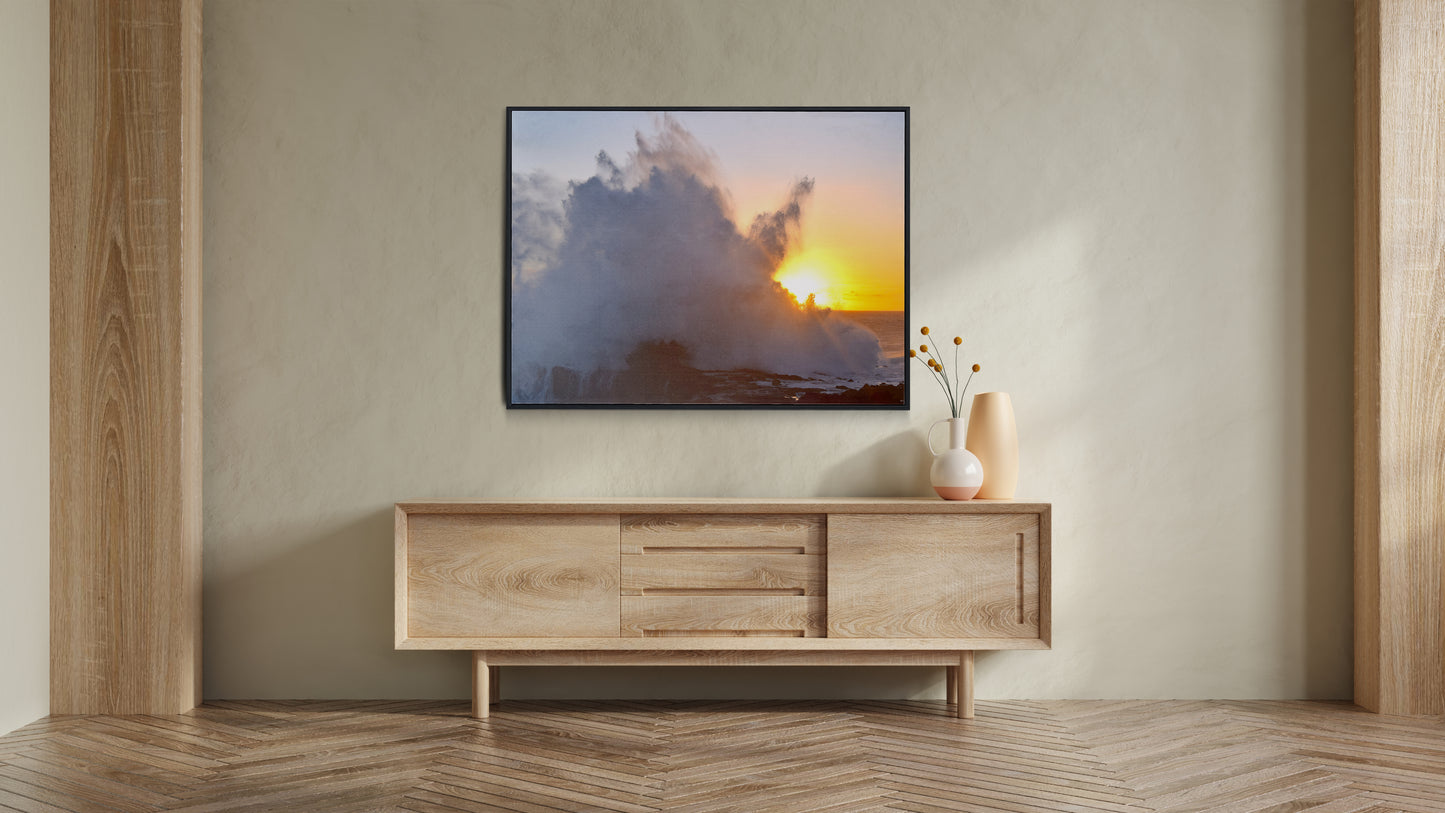 Tirage Fine Art - Forte houle et coucher de soleil